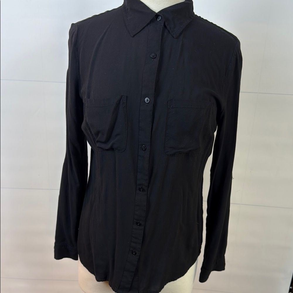 A.N.A. Black Long Sleeve Blouse, Size Medium